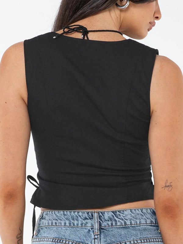 Levoire | Veste sans manches décontractée à nouer pour femmes
