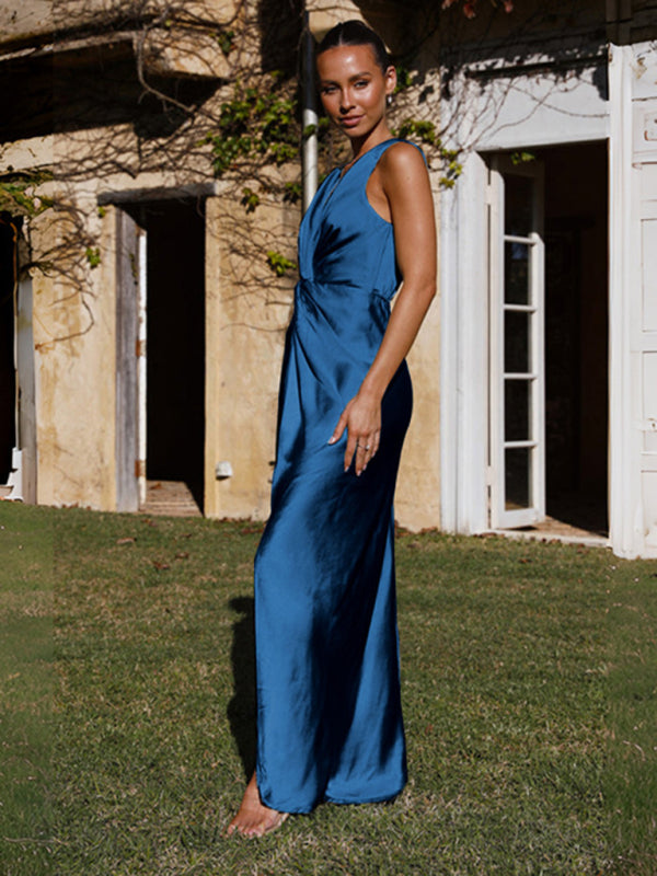 Levoire | Robe de voile à encolure en V nouée pour femmes