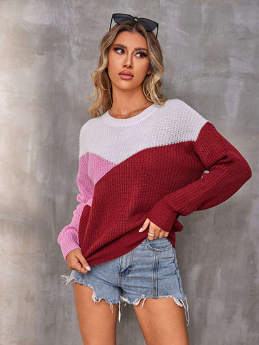 Levoire | Femmes Loisirs Multicolore Col Rond Manches Longues Tricot