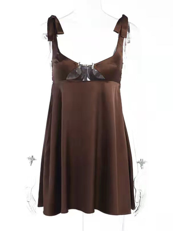 Levoire | Femmes nouveau lien top satin vide français sexy sans bretelles robe