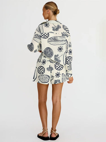 Levoire | Pour femmes Nouveaux Loisirs Premium Imprimé Fruit Shorts Veste Ensemble