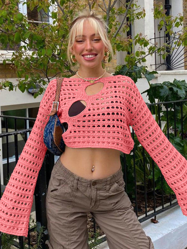Levoire | Femme Chaleur Fille Style Sexy Irrégulier Haut Creux Pull Persikka