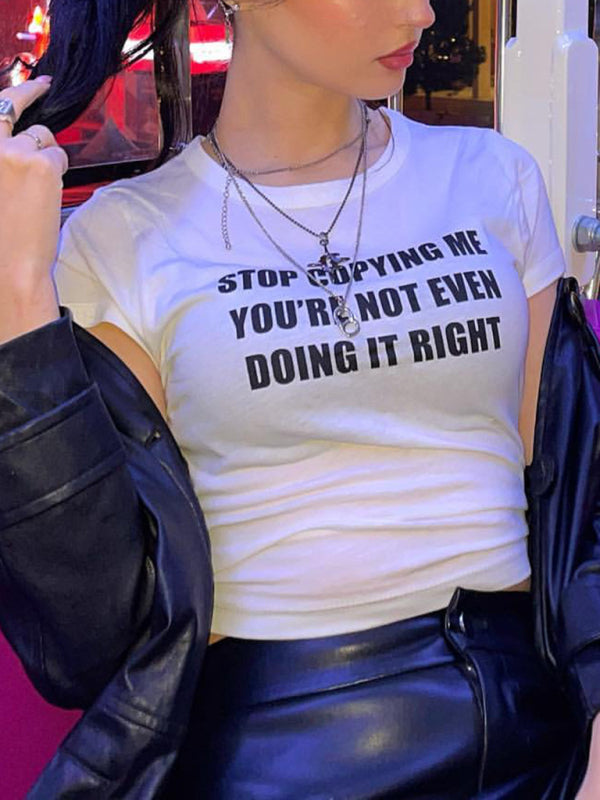 Levoire | T-shirt courte à motif lettres Y2K pour femmes