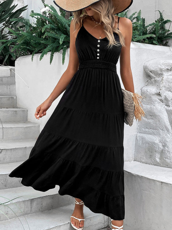 Levoire | Femme nouvelle robe midi noire à bretelles