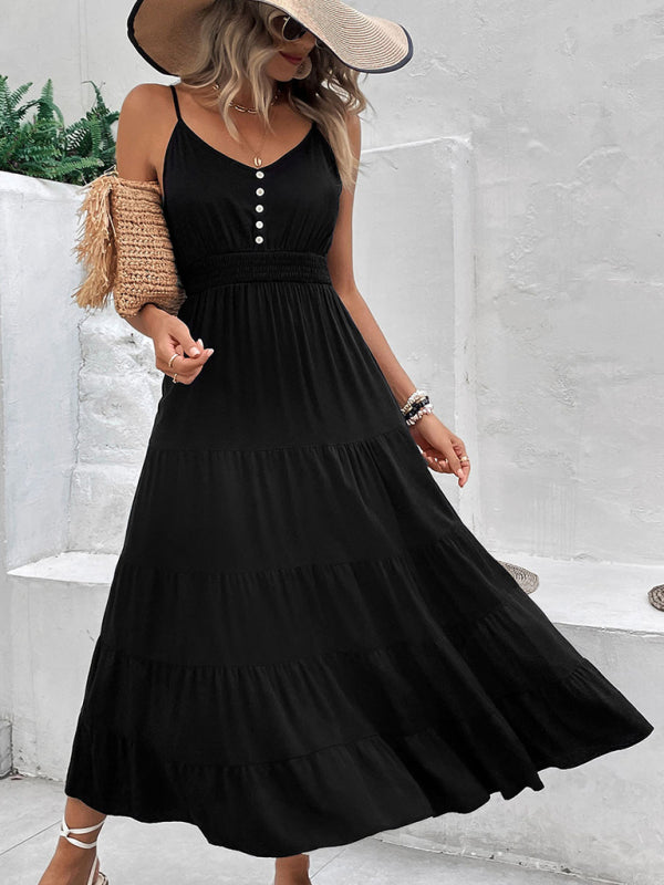 Levoire | Femme nouvelle robe midi noire à bretelles Must