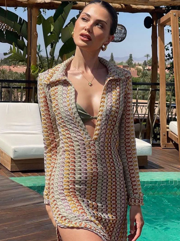Levoire | Femme Hohl profond décolleté en V fente robe longue femme Braun