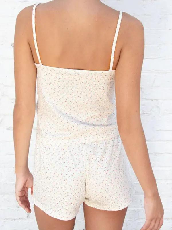 Levoire | Nouvelles salopettes short à motif floral pour femmes avec décolleté en V pour un confortable vêtement d'intérieur