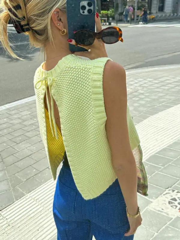 Levoire | Top à nouer ouvert au dos tricoté pour femmes