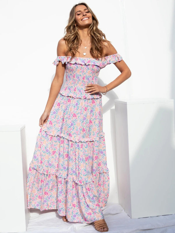 Levoire | Femmes nouvelle petite imprimé floral frais et mignon robe à bretelles Rosa rose pâle