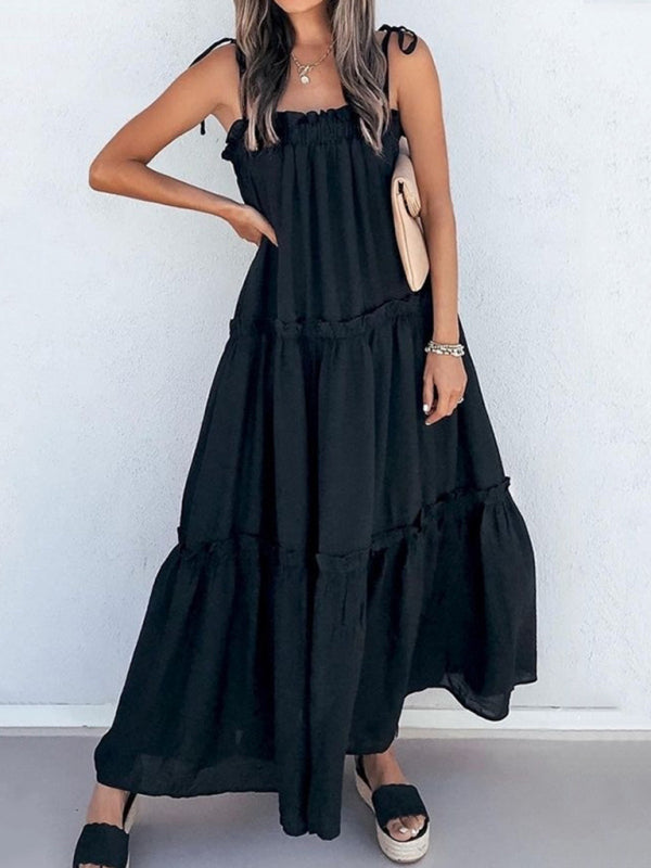 Levoire | Femme jupe midi sexy unie sans bretelles Musta
