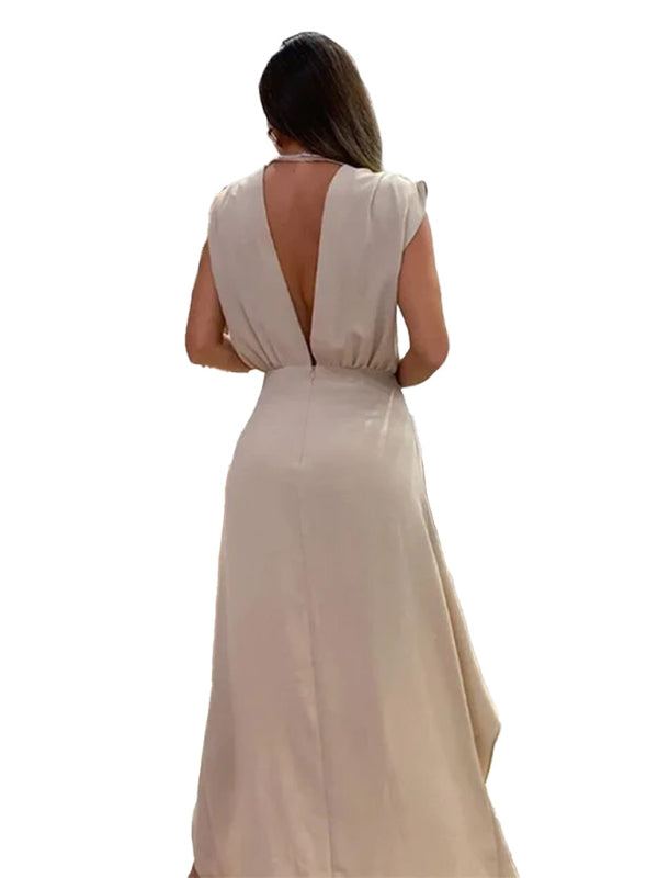 Levoire | Robe décolletée en V profond simple pour femmes sans manches