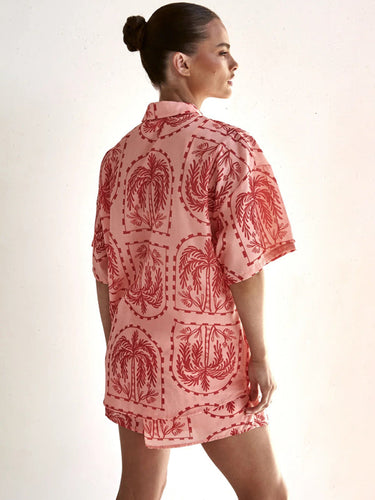 Levoire | Nouveau style de vacances mode conscient robe en tricot à manches courtes imprimée