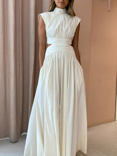 Levoire | Nouvelle robe unie pour filles avec taille ouverte sexy et jupe large.