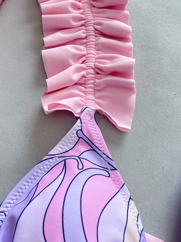 Levoire | Maillot de bain trois pièces pour femmes avec un bord en volants, maillot de bain découpé