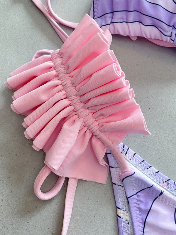 Levoire | Maillot de bain trois pièces pour femmes avec un bord en volants, maillot de bain découpé