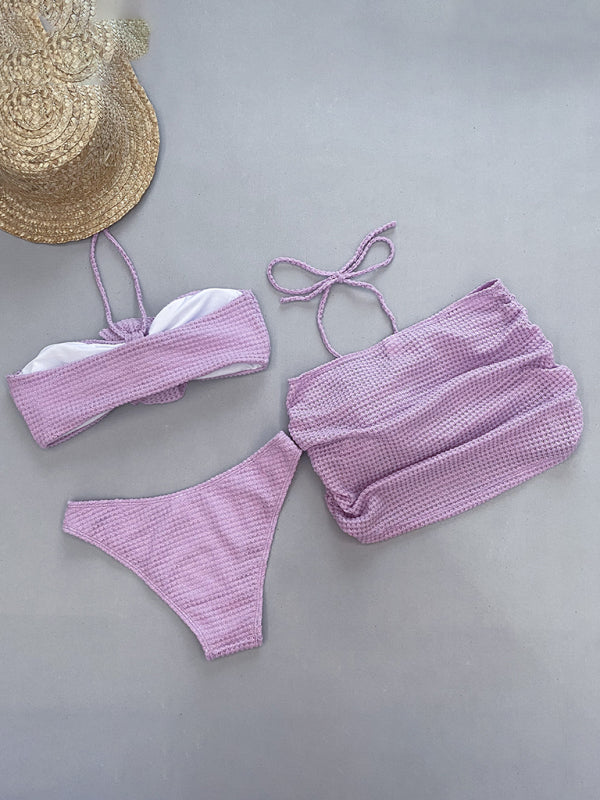 Levoire | Nouveau bikini trois pièces pour femmes fleur 3D décolleté maillot de bain