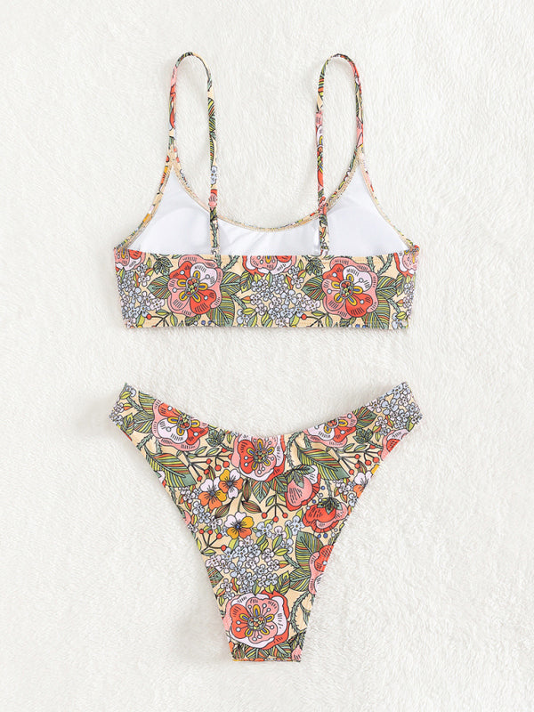 Levoire | Nouveau maillot de bain retro imprimé débardeur taille haute bikini