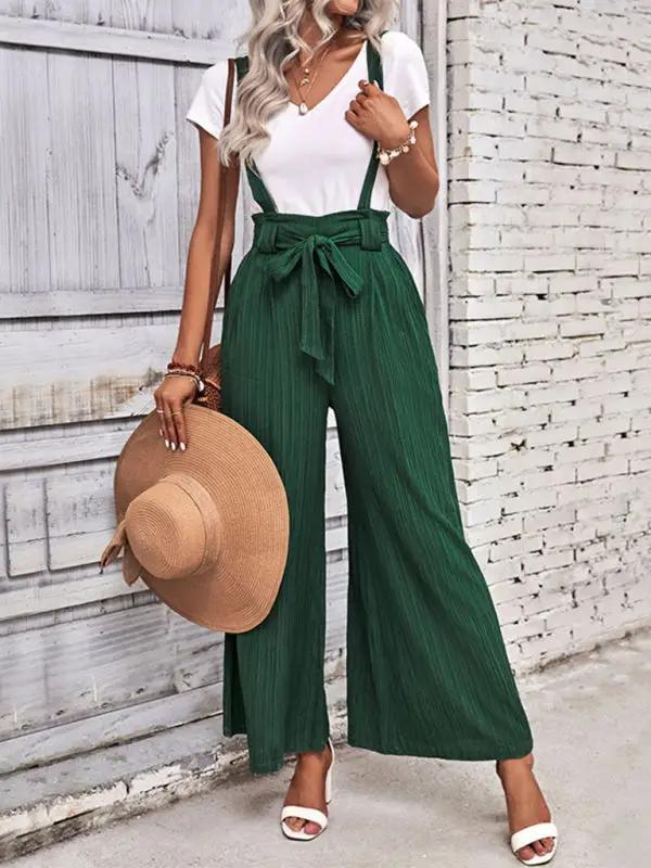 Levoire | Femme Nouveau Réglable Uni Pantalon Combinaison Vihreä noir jaspi