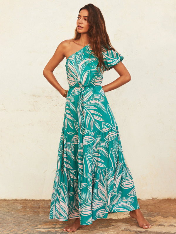 Levoire | Pour femmes Robe de vacances style épaule dénudée fleur Haute qualité