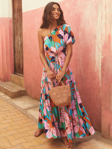 Levoire | Pour femmes Robe de vacances style épaule dénudée fleur Haute qualité