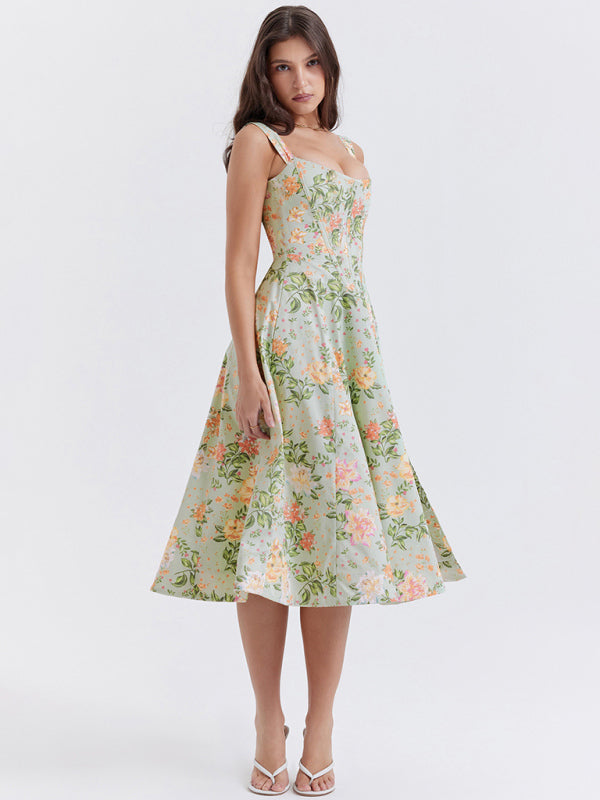 Levoire | Femmes Slim Sans Épaules Sexy Fendue Fleur Robe