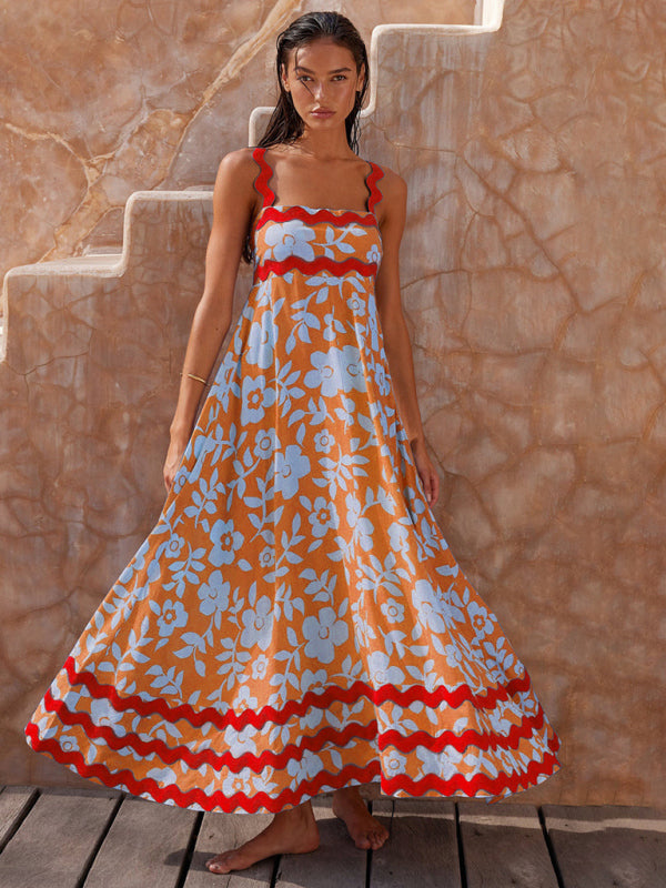 Levoire | Vêtements pour femmes Robe longue imprimée longue Orange