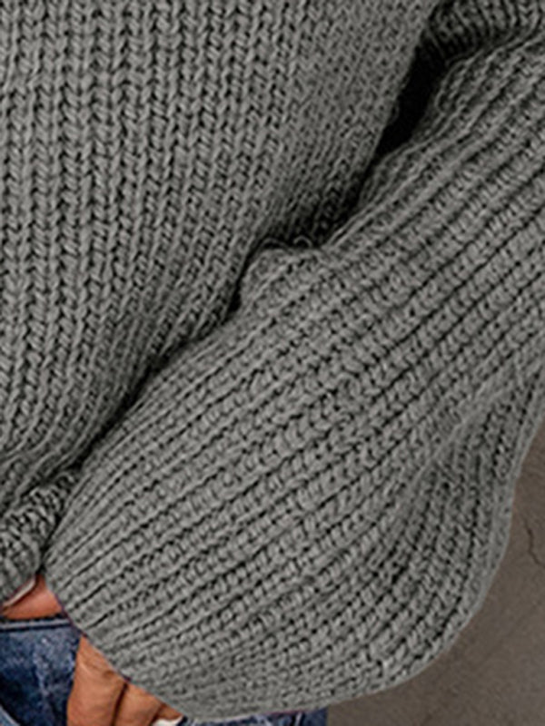 Levoire | Pull à col montant loose à fermeture éclair pour femme à manches longues