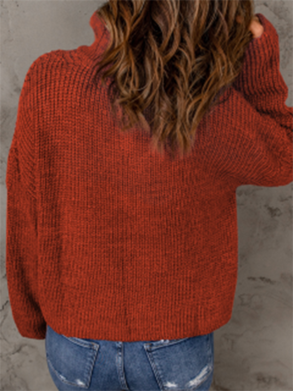Levoire | Pull à col montant loose à fermeture éclair pour femme à manches longues