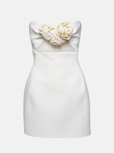 Levoire | Nouveau vêtement pour femmes sexy uni mini-robe en tube décorée de fleurs en 3D