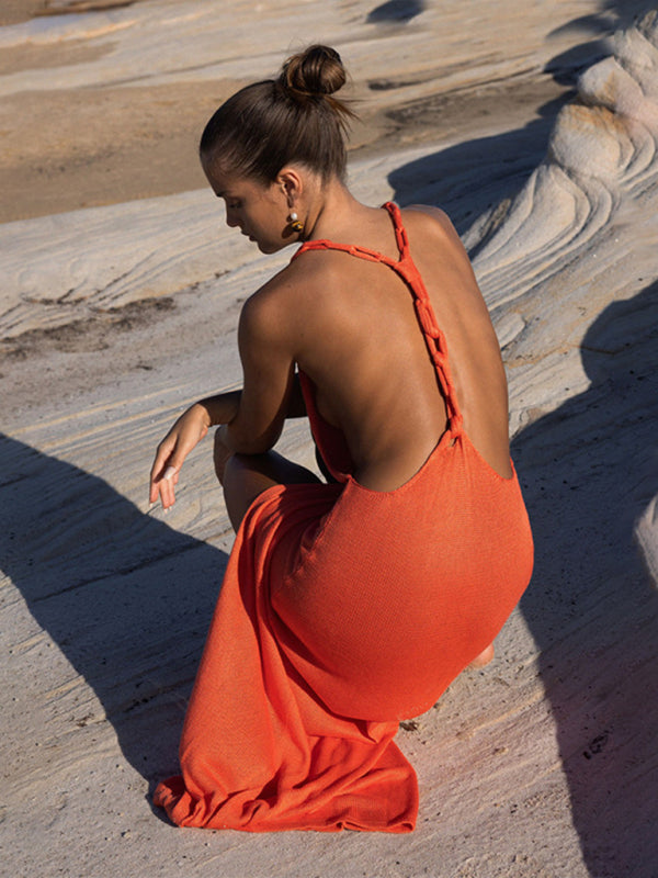 Levoire | Nouvelle robe de plage pour femmes unie sexy tricotée bikini de plage maillot de bain vêtements de protection solaire
