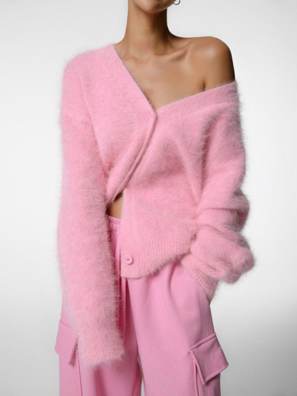 Levoire | Femme décontractée manches longues V-col cardigan en tricot