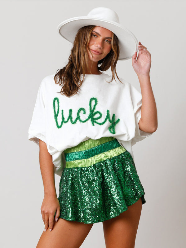 Levoire | T-shirt loose en paillettes pour femmes St. Patrick