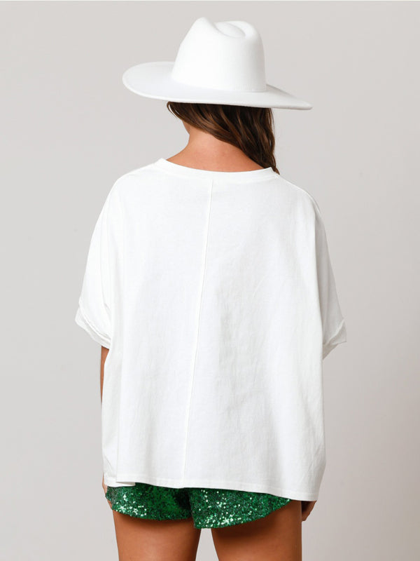 Levoire | T-shirt loose en paillettes pour femmes St. Patrick