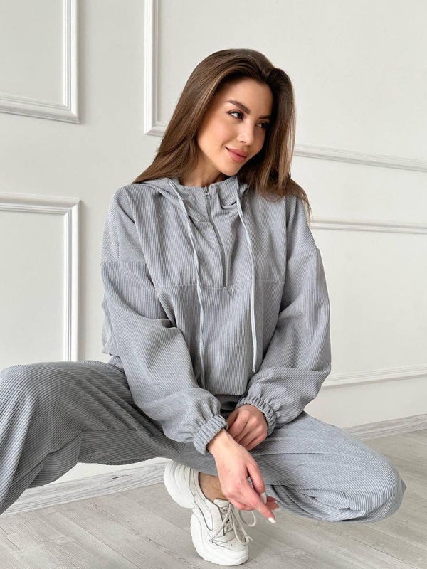 Levoire | Nouvelle sweat à capuche à manches longues, vêtement pour femmes, tenue deux pièces Tåkete grise