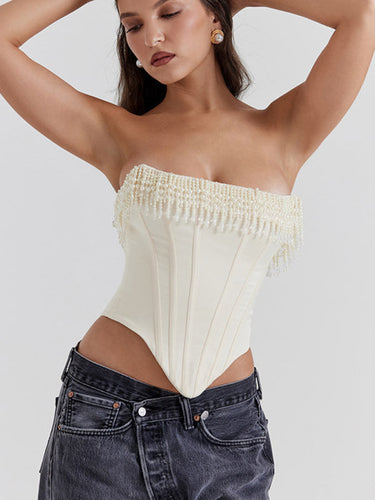 Levoire | Sexy Retro Crème Hottie Cuir Kalannahka Haut Serré