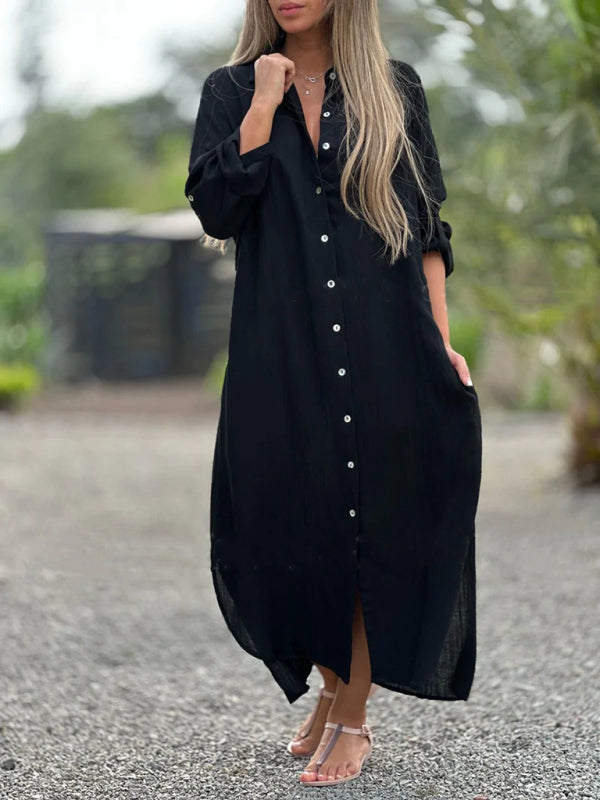 Levoire | Vêtements pour femmes Robe Kaftan à manches longues Heureuse Reversi Musta