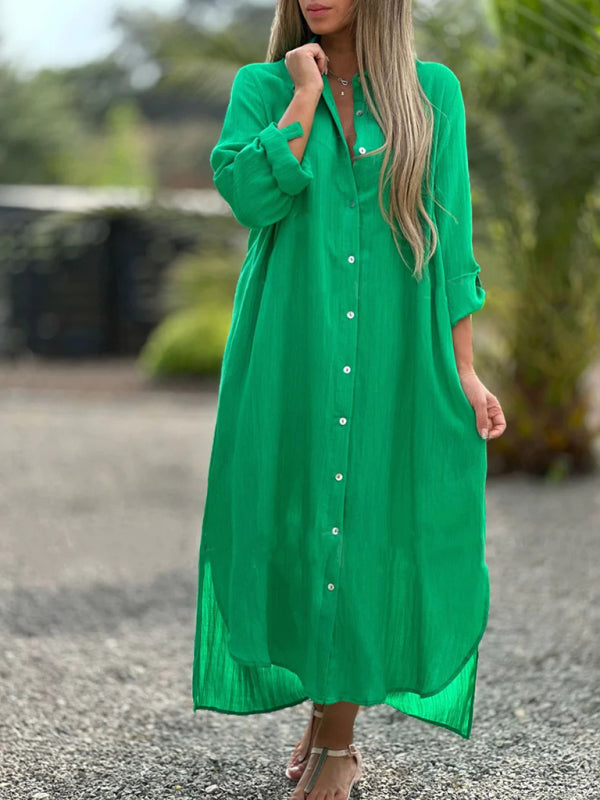 Levoire | Vêtements pour femmes Robe Kaftan à manches longues Heureuse Reversi Vert