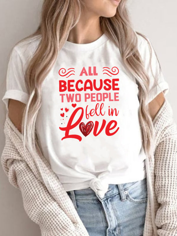 Levoire | T-shirt imprimée pour femmes nouvelle Saint-Valentin Col rond à manches courtes Persikka