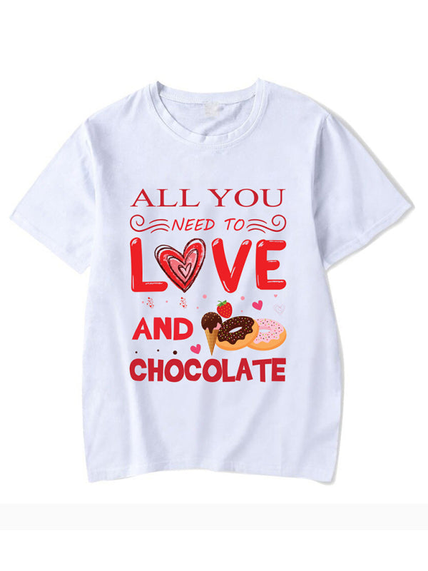 Levoire | T-shirt imprimée pour femmes nouvelle Saint-Valentin Col rond à manches courtes