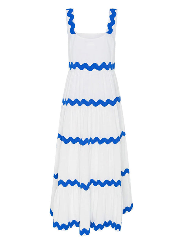 Levoire | Design simple top en tube rayé sexy surdimensionné jupe à lacets
