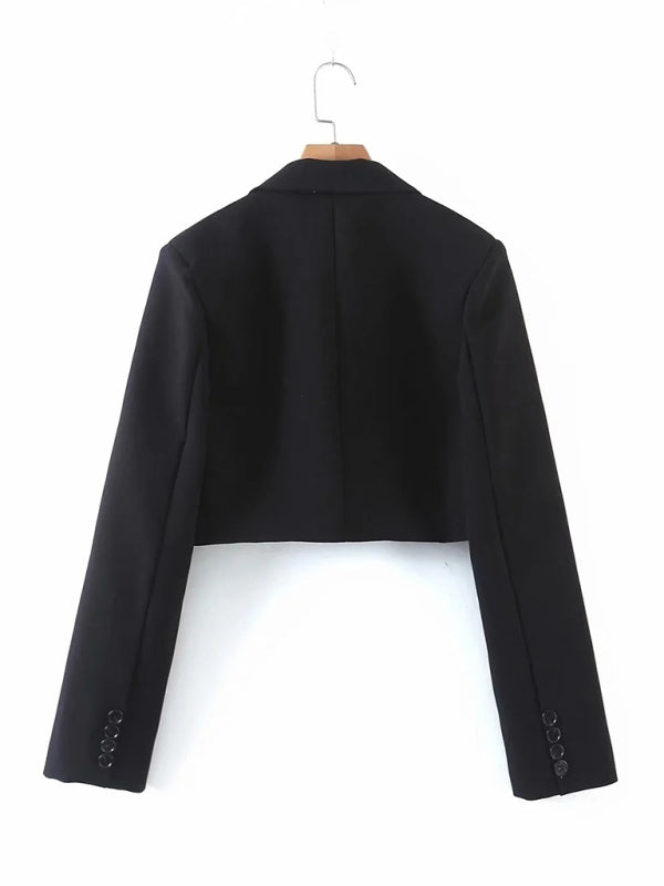 Levoire | Nouvelle veste courte décontractée à bouton en biais tendance + ensemble jupe haute à poches