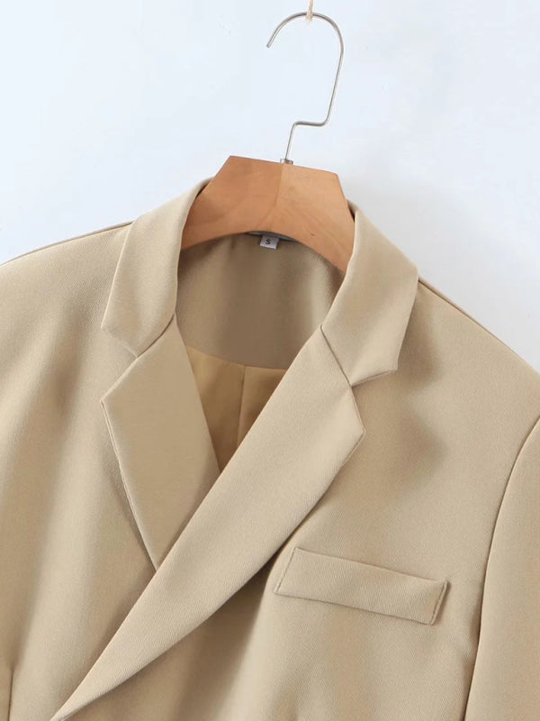 Levoire | Nouvelle veste courte décontractée à bouton en biais tendance + ensemble jupe haute à poches