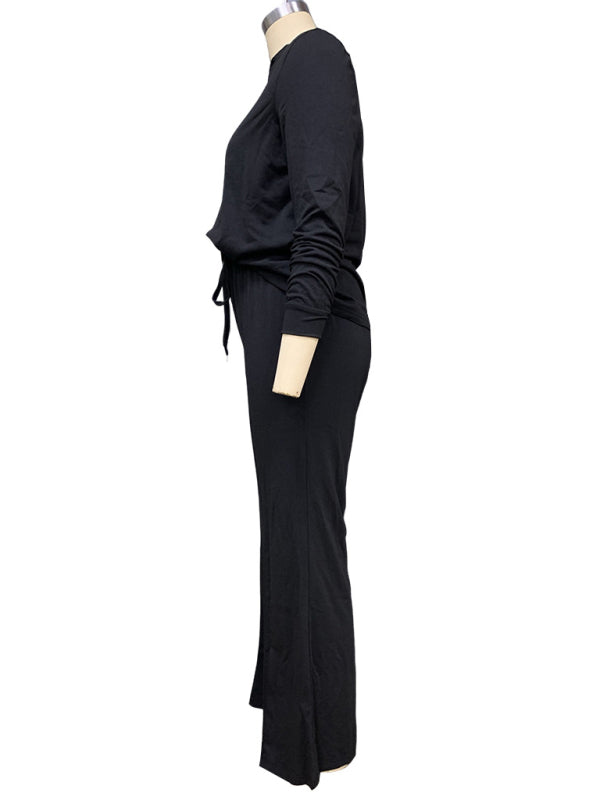 Levoire | Nouveau t-shirt tendance à manches longues, pantalon droit, costume deux pièces