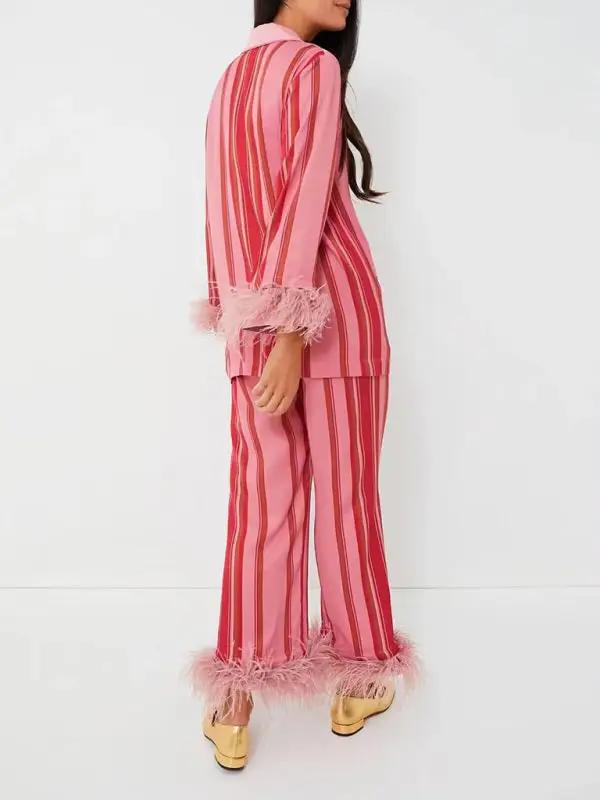 Levoire | Chemise à rayures irrégulières et pantalon souple ensemble de printemps à deux pièces