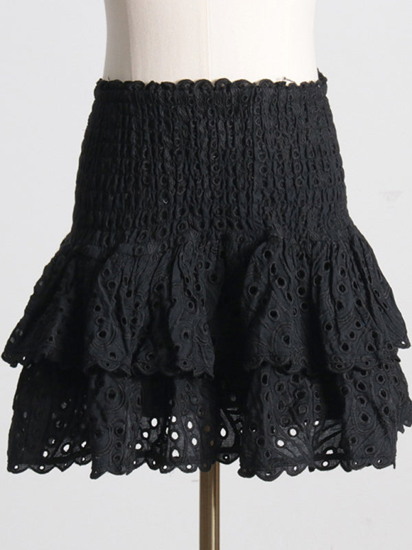 Levoire | Nouvelle blouse courte à col français, jupe à couches haute taille, ensemble deux pièces sexy