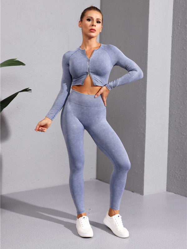 Levoire | Nouveau multicolore fitness à manches longues yoga à manches longues gilet zippé Blaust gris