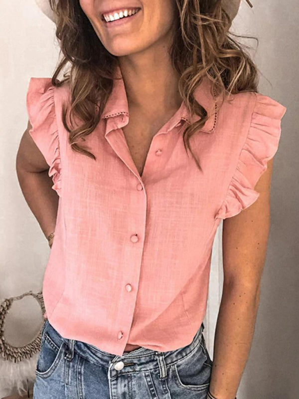 Levoire | Nouveau haut décontracté uni sans col Rosa