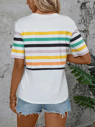 Levoire | Femme Couleur Rayé T-shirt Manches Courtes