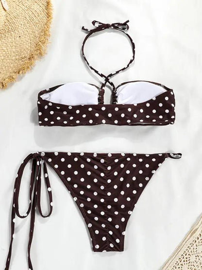 Levoire | Nouveau imprimé à pois bikini bandeau fendu