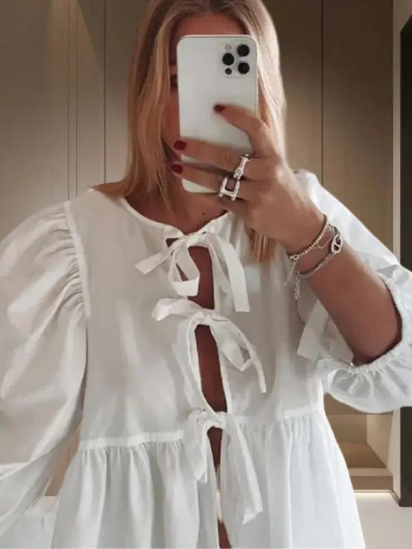 Levoire | Nouvelle belle chemise polyvalente sans manches col rond à manches bouffantes